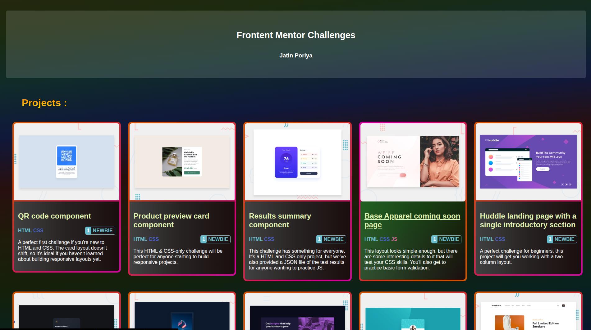 Frontend Mentor UI Projects
